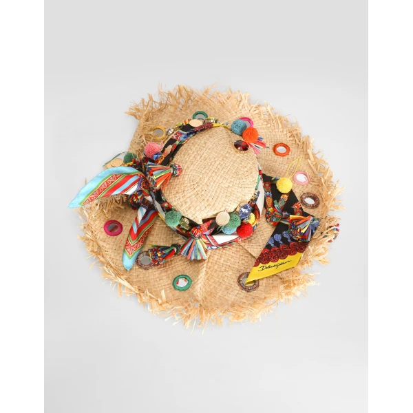 Raffia hat with applications - Image 2