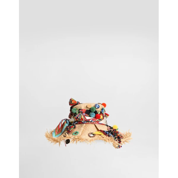 Raffia hat with applications - Image 3