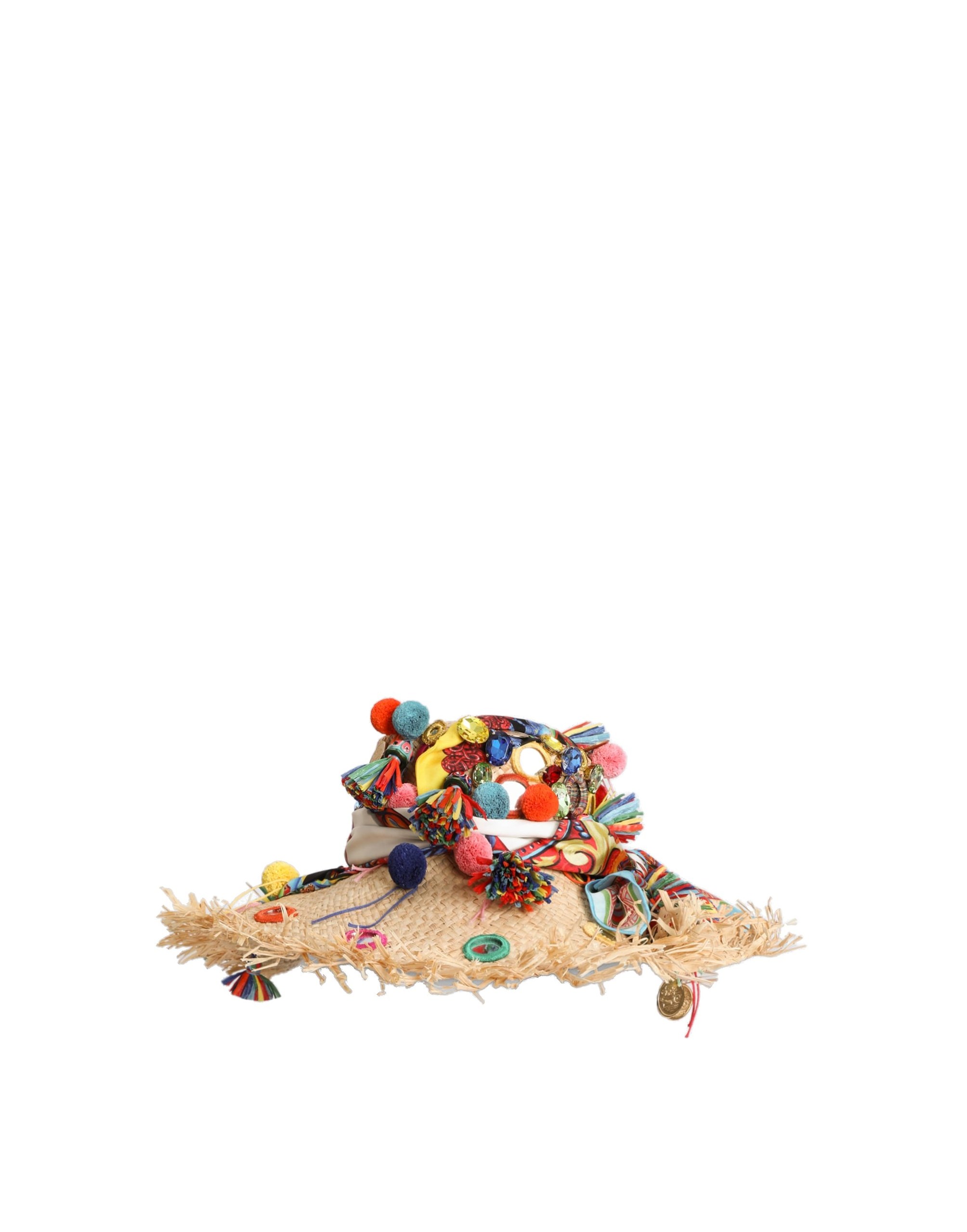 Dolce & Gabbana Raffia hat with applications in Multicolour | Buy Accessories at Coveti Dolce & Gabbana Raffia hat with applications