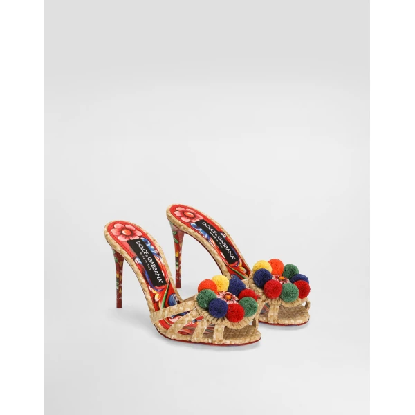 Raffia mules with embroidery - Image 2
