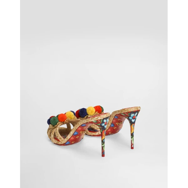 Raffia mules with embroidery - Image 3