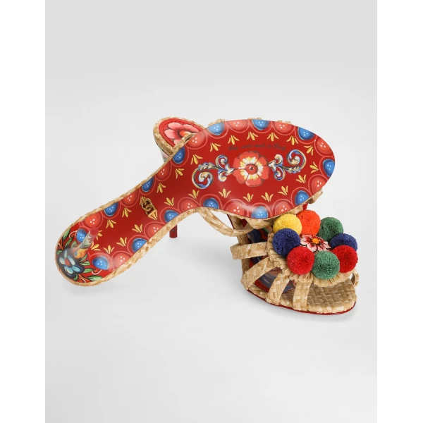 Raffia mules with embroidery - Image 5