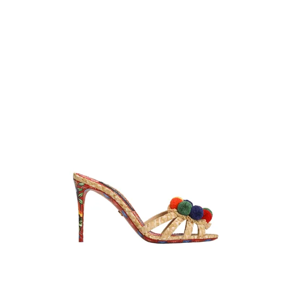 Raffia mules with embroidery