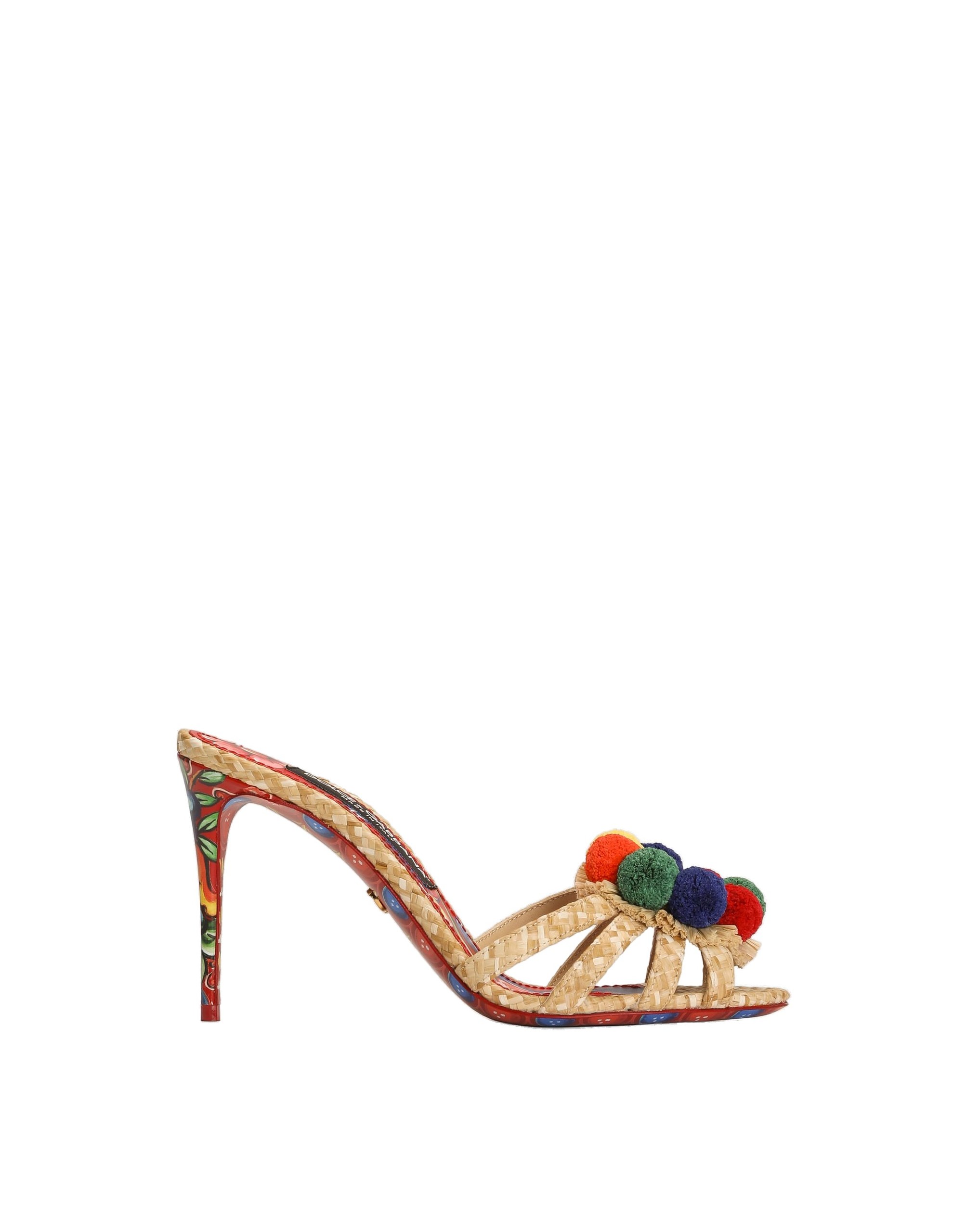 Dolce & Gabbana Raffia mules with embroidery in Multicolour | Buy Shoes at Coveti Dolce & Gabbana Raffia mules with embroidery