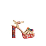 Dolce & Gabbana Raffia platform sandals with embroidery