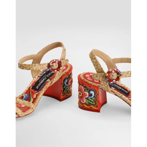 Raffia sandals with embroidery - Image 4