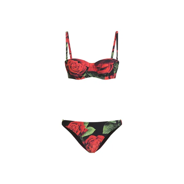 Rose-print balconette bikini