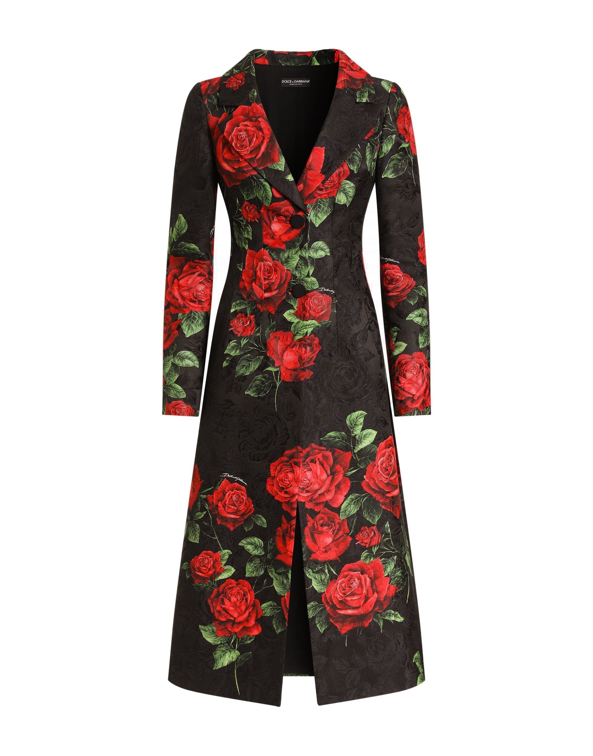 Dolce & Gabbana Rose-print brocade coat | Coats | Coveti Dolce & Gabbana Rose-print brocade coat