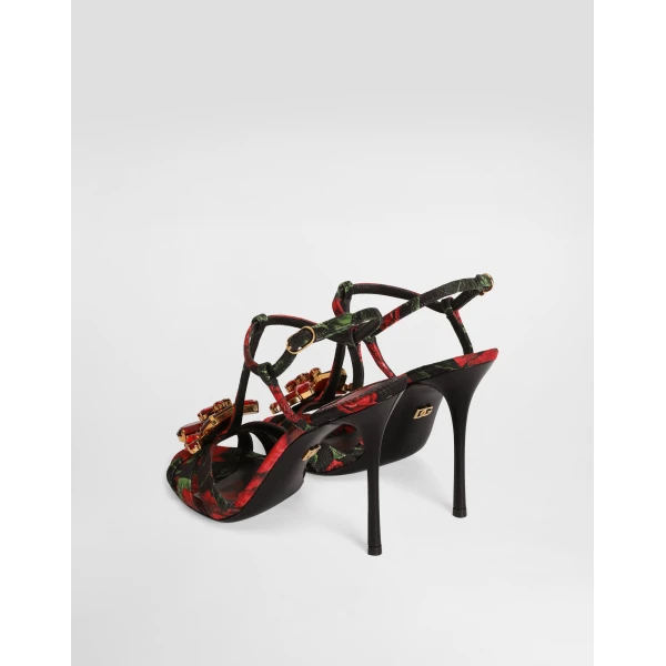 Rose-print brocade sandals - Image 3