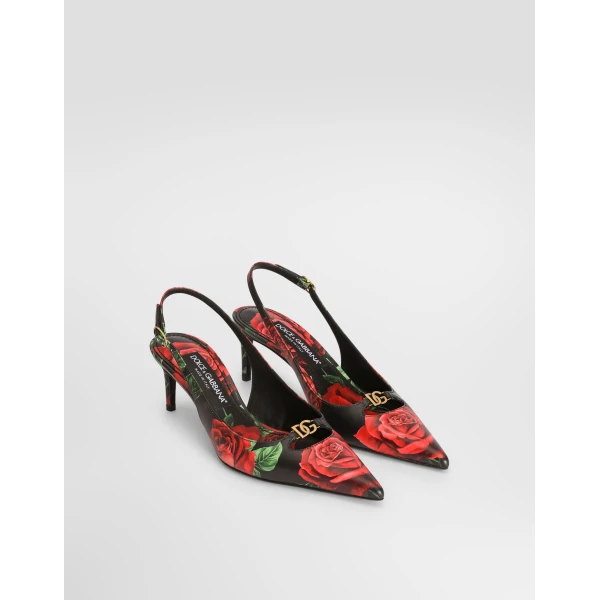Rose-print calfskin slingbacks - Image 2