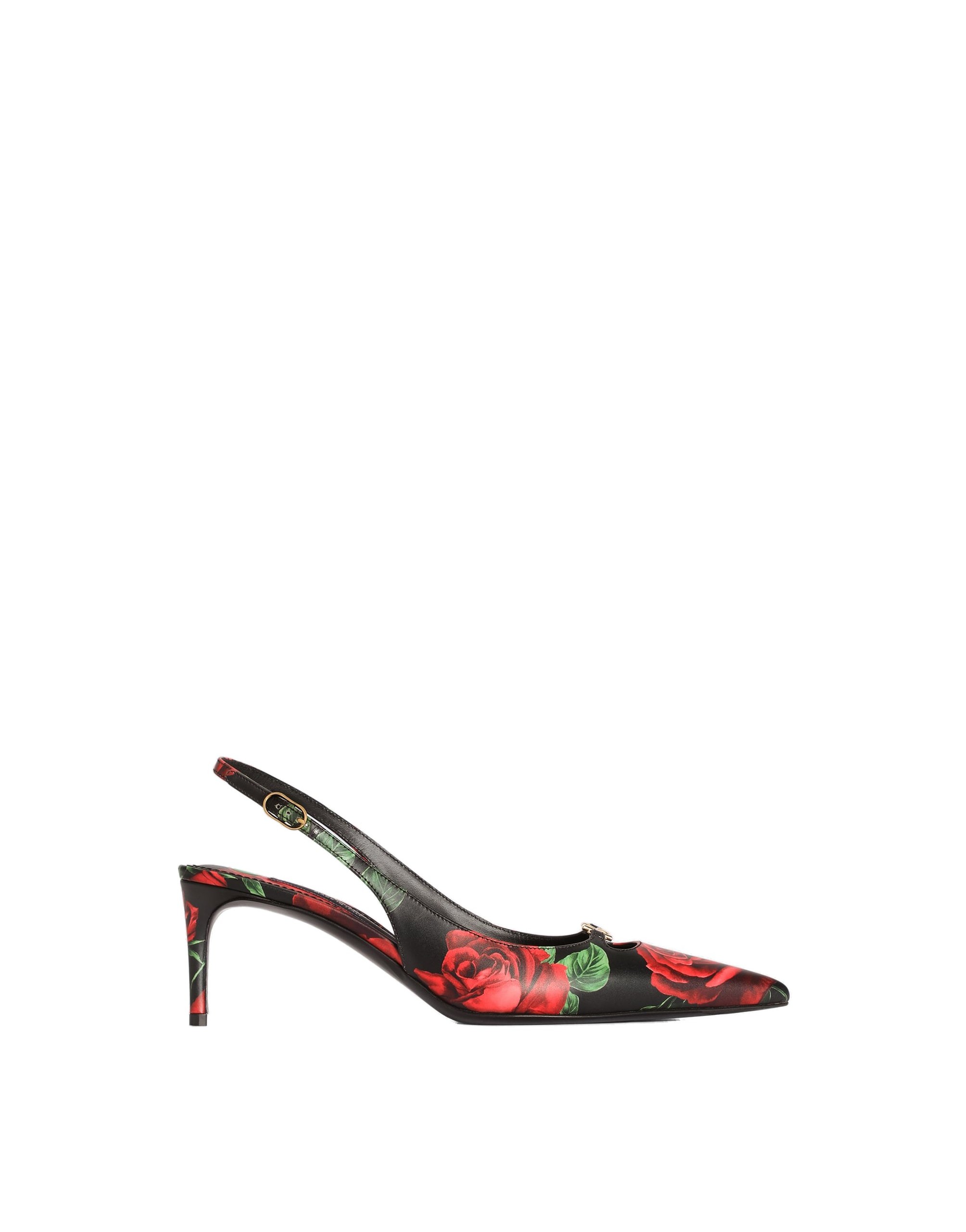 Dolce & Gabbana Rose-print calfskin slingbacks in Multicolour | Buy Shoes at Coveti Dolce & Gabbana Rose-print calfskin slingbacks