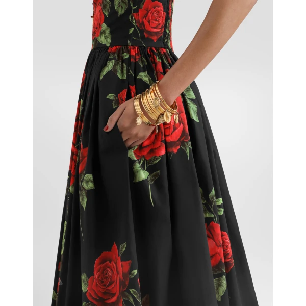 Rose-print poplin dress - Image 5