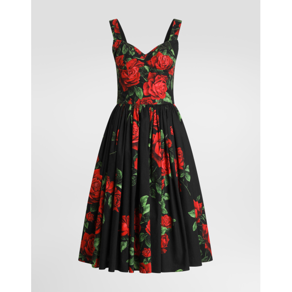 Dolce & Gabbana Rose-print poplin dress