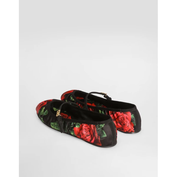 Rose-print satin ballet flats - Image 3