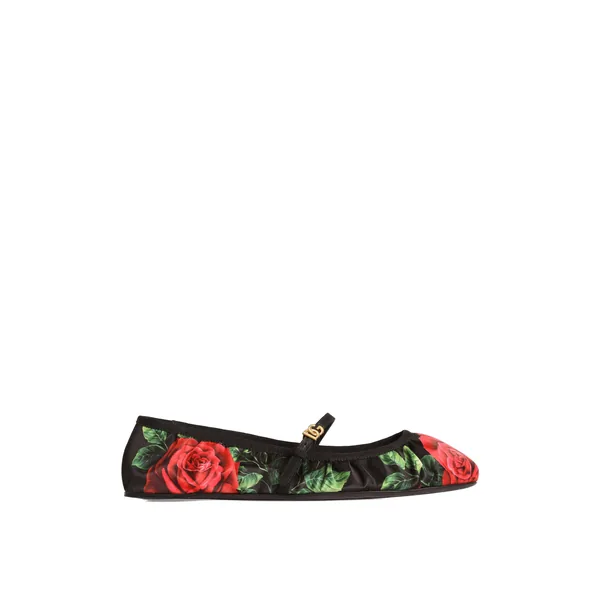 Dolce & Gabbana Rose-print satin ballet flats