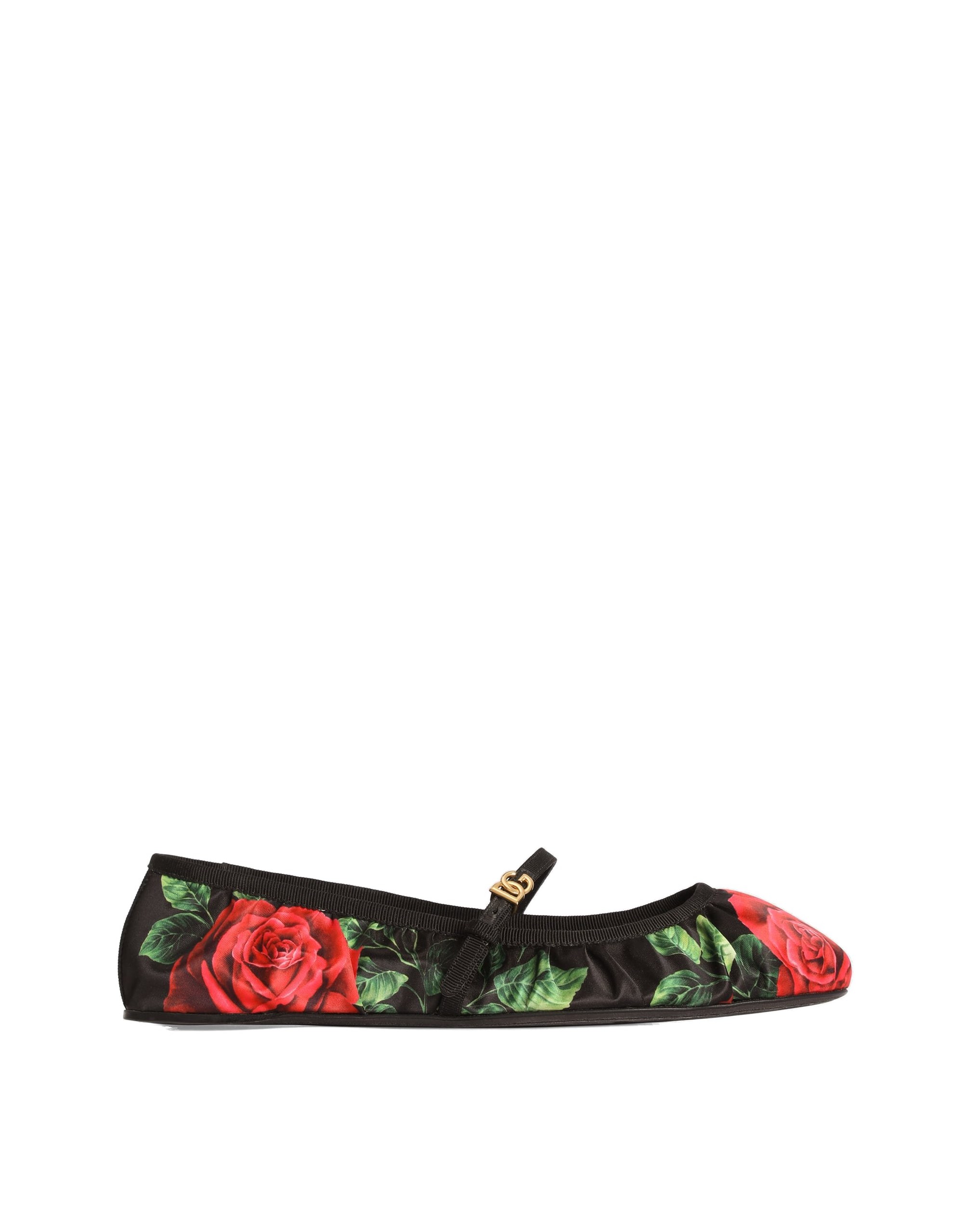 Dolce & Gabbana Rose-print satin ballet flats in Multicolour | Buy Shoes at Coveti Dolce & Gabbana Rose-print satin ballet flats