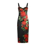 Dolce & Gabbana Rose-print satin dress