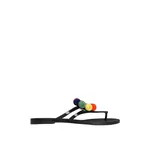 Dolce & Gabbana Rubber beachwear slides with pom-poms