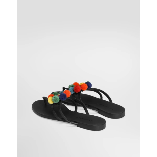 Rubber beachwear slides with pom-poms - Image 3