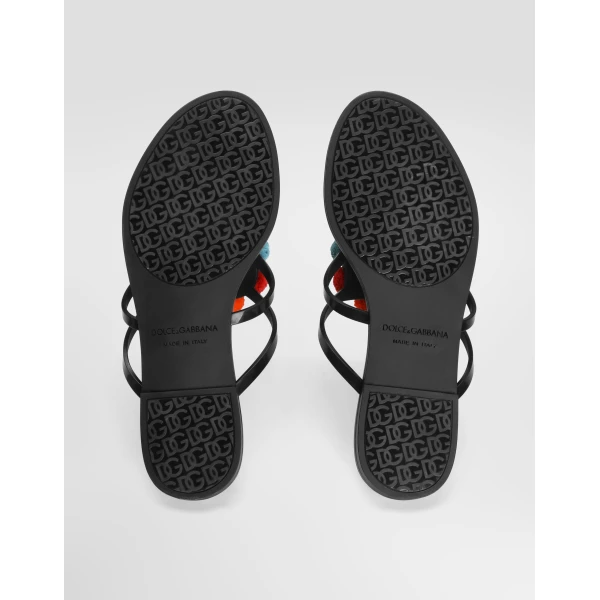 Rubber beachwear slides with pom-poms - Image 5