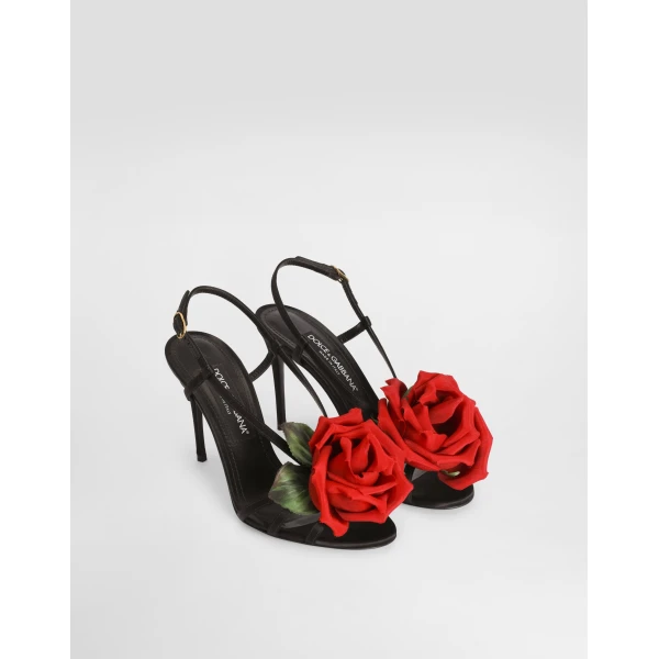 Satin sandal with flower - Image 2
