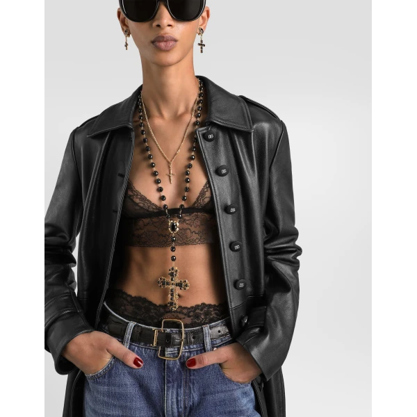 Single-breasted leather coat - Image 4
