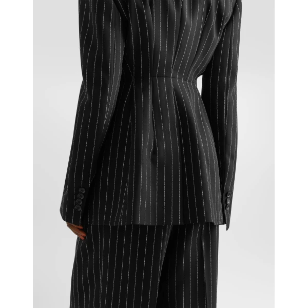 Single-breasted pinstripe virgin wool jacket - Image 5