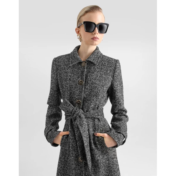 Single-breasted wool-blend chevron coat - Image 4
