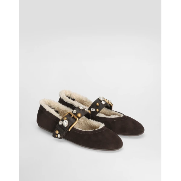 Suede ballet flats with embroidery - Image 2