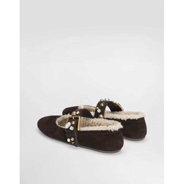 Suede ballet flats with embroidery - Image 3