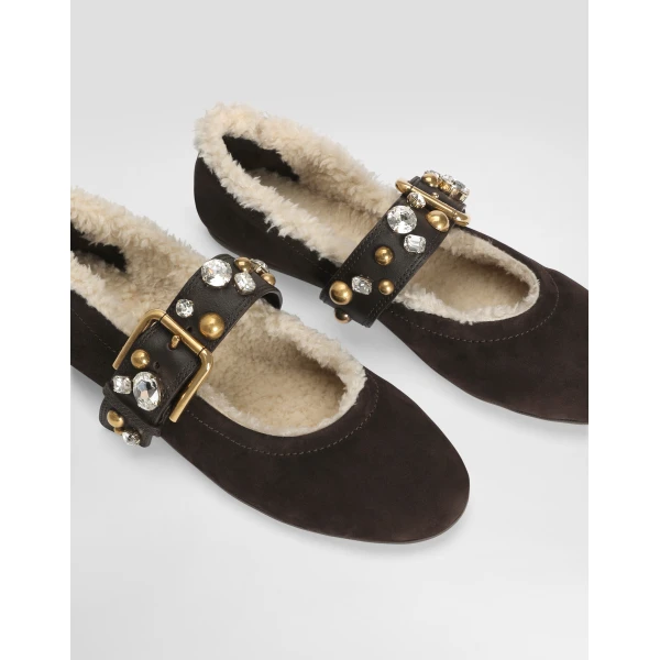 Suede ballet flats with embroidery - Image 4