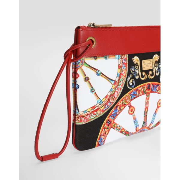 Toiletry bag in carretto-print canvas - Image 4