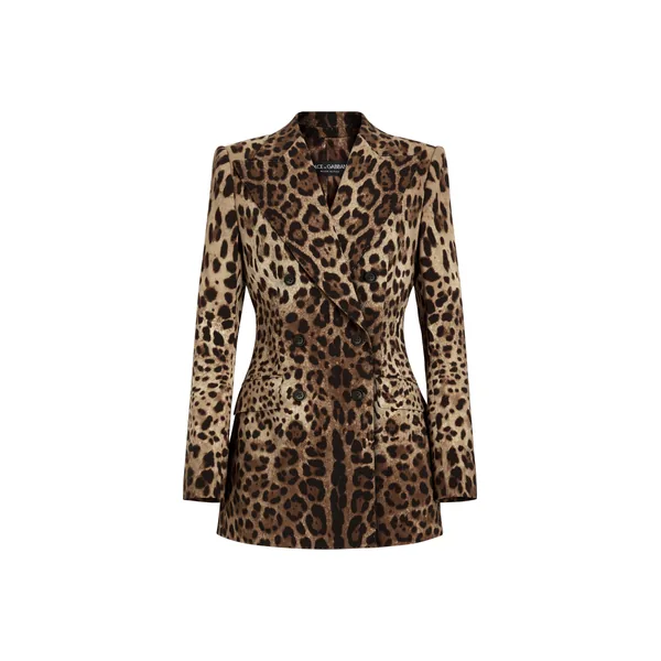 Dolce & Gabbana Turlington leo-print wool double-breasted jacket