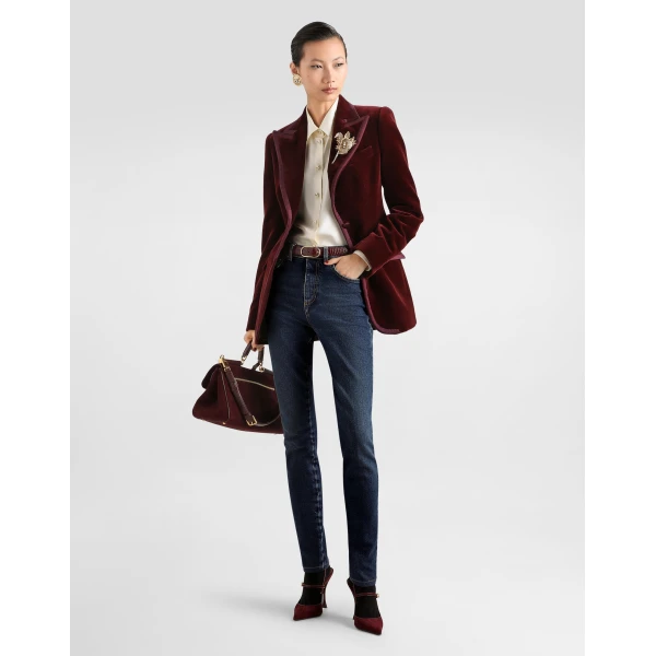 Turlington single-breasted jacket in velvet - Image 2