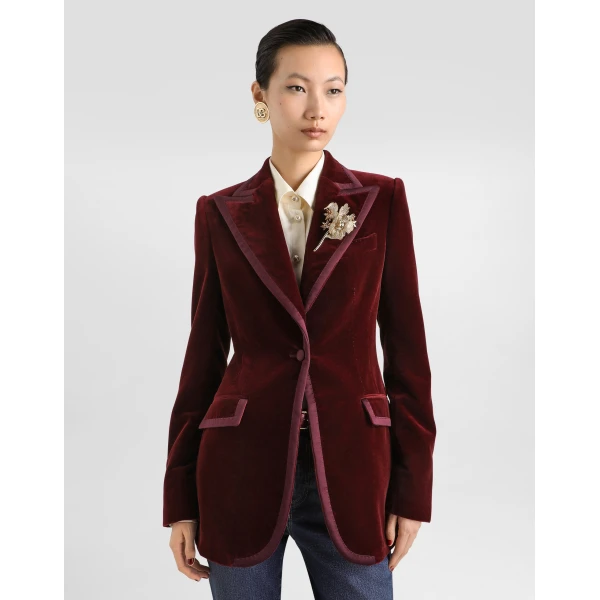 Turlington single-breasted jacket in velvet - Image 4