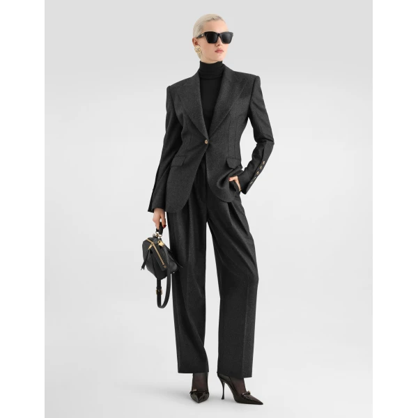 Turlington single-breasted jacket in wool flannel - Image 2
