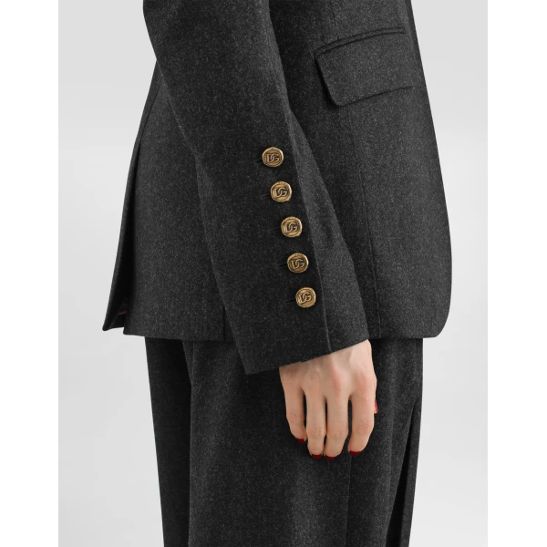 Turlington single-breasted jacket in wool flannel - Image 5