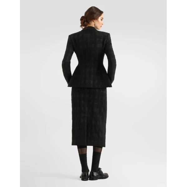 Wool-blend check bouclé skirt - Image 3