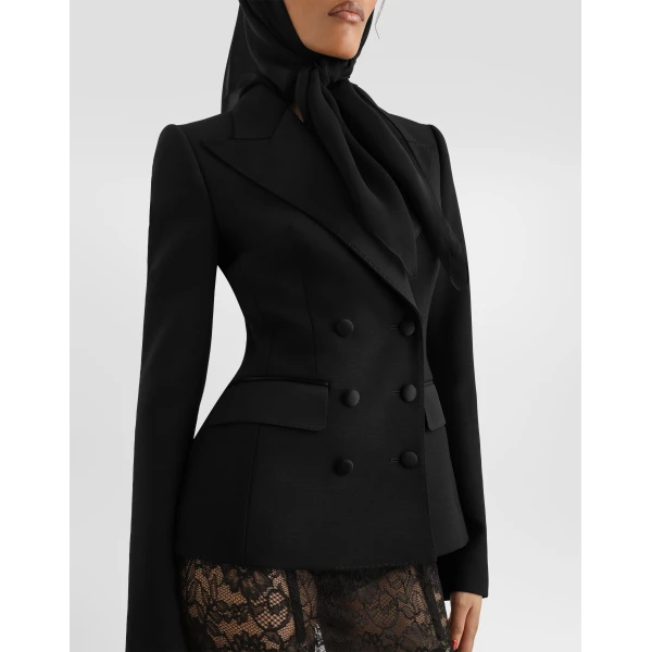 Wool cady double-breasted jacket - Image 5