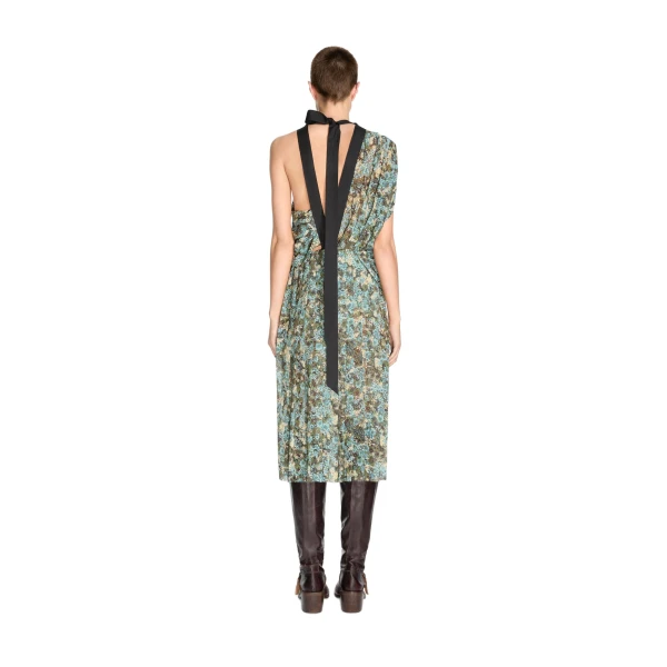 Asymmetrical pleated dress in Sky - Image 4