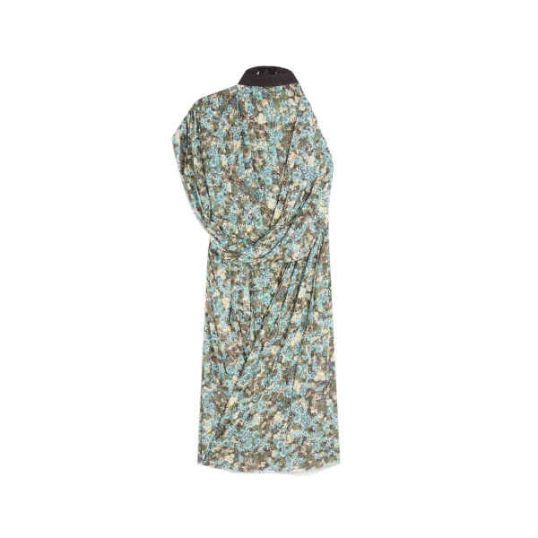 Asymmetrical pleated dress in Sky