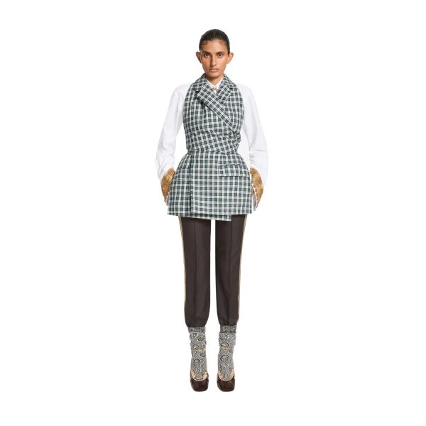 Backless cotton flannel top in Petrol - Image 2