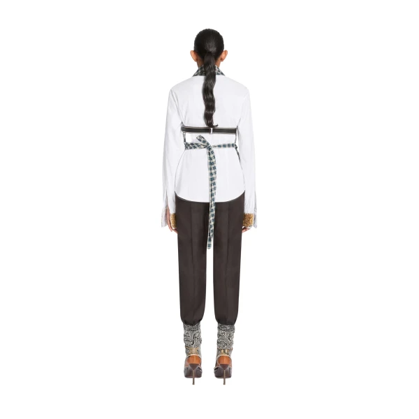Backless cotton flannel top in Petrol - Image 4