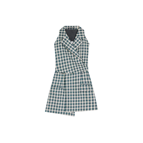 Dries Van Noten Backless cotton flannel top in Petrol | Tops | Coveti