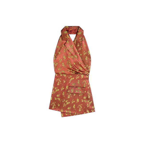 Dries Van Noten Backless jacquard top in Rust | Tops | Coveti