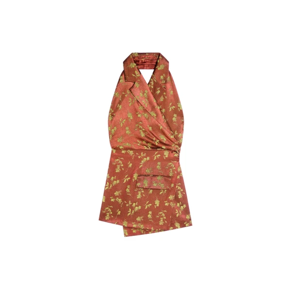 Dries Van Noten Backless jacquard top in Rust | Tops | Coveti