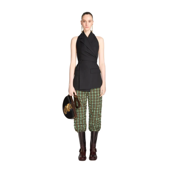 Backless wool twill top in Black - Image 2