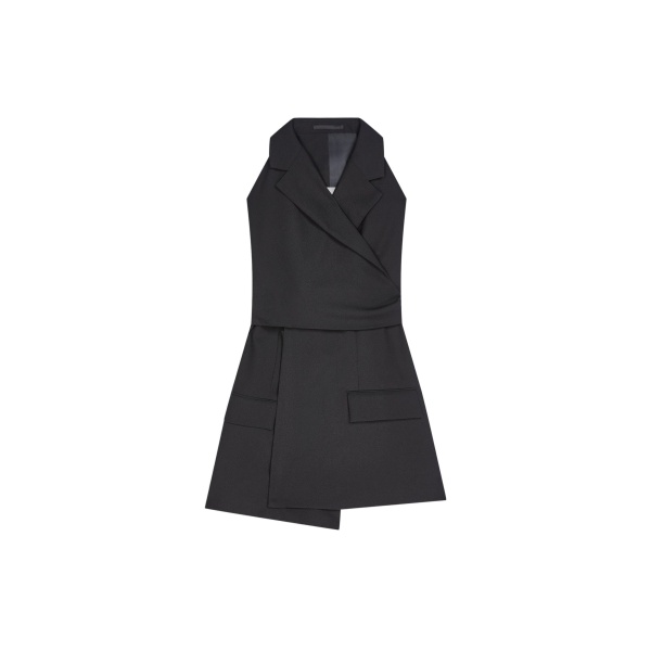 Dries Van Noten Backless wool twill top in Black | Tops | Coveti