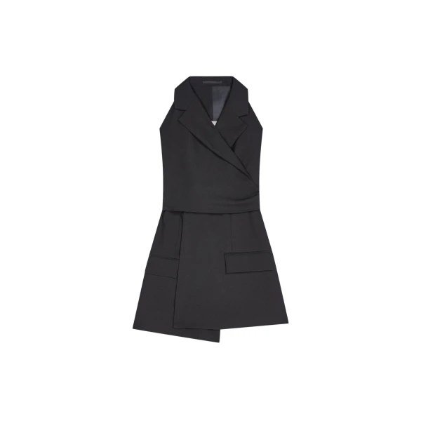 Dries Van Noten Backless wool twill top in Black | Tops | Coveti
