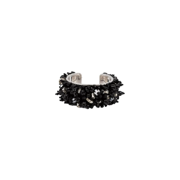 Beaded cuff bracelet in Black